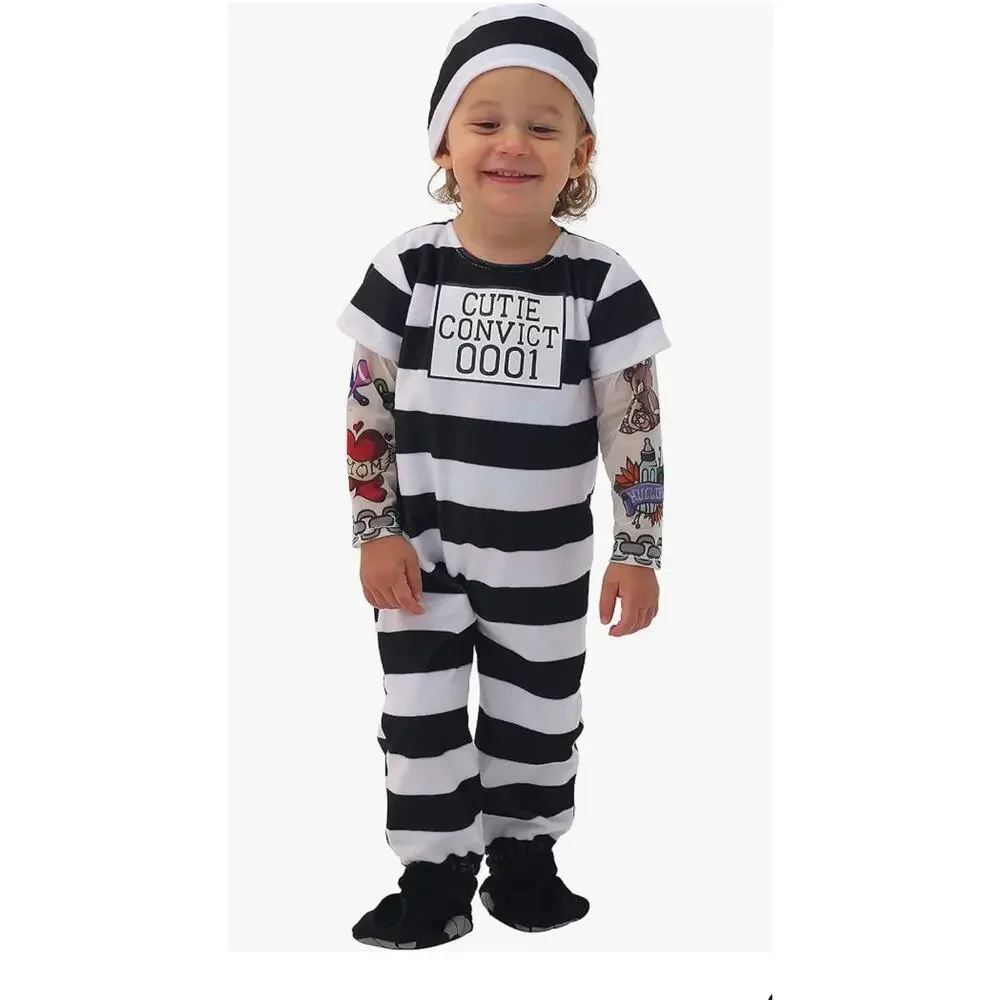 New Spooktacular Creations Toddler Prisoner Costume 3T Cutie Convict Halloween